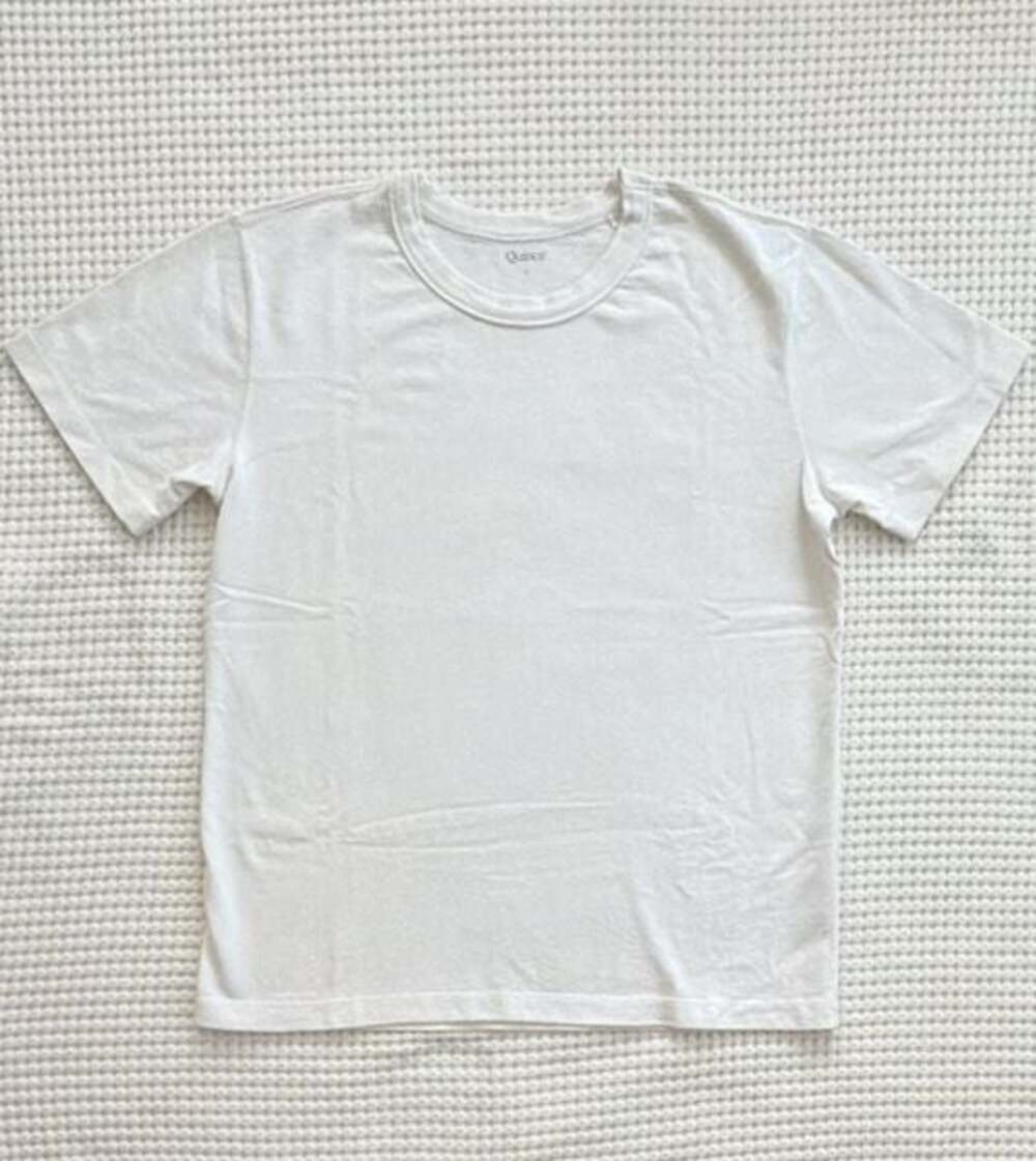 Quince White Cotton Crew Neck T-Shirt Size L